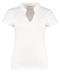 Women's corporate short-sleeved top v-neck mandarin collar (regular fit)