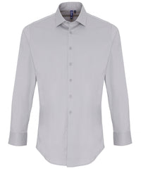 Stretch fit cotton poplin long sleeve shirt