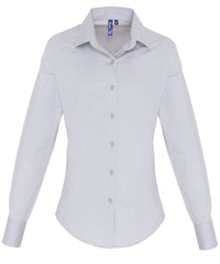 Women's stretch fit cotton poplin long sleeve blouse