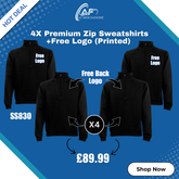 Deal 1 - 4x Premium Zip Sweatshirts