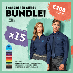 15x Custom Embroidered Poplin Long Sleeve Shirt Bundle