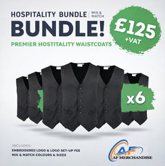 6x Premier Hospitality Waistcoats Bundle - Custom Logo & Professional Uniform