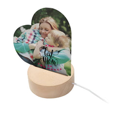 Personalised Custom Acrylic Heart Photo Frame LED Lamp Birthday Anniversary Gift