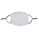 Face Coverings - Silver/ White Sequin Mask - Black Straps - ADULT Size with 2 x PM2.5 Filters