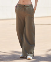 Women's sustainable fashion wide leg joggers