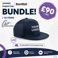 10x Beechfield 5-panel snapback rapper cap Bundle - BC610