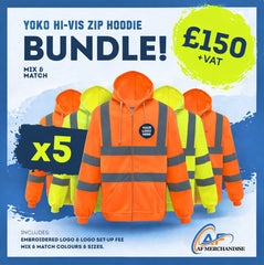 5x Yoko Hi-Vis Zip Hoodie Bundle - Custom Safety Workwear Kit