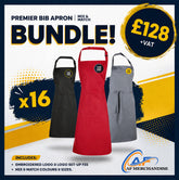 16x Premier Bib Aprons Bundle - Custom Logo & Large Pocket