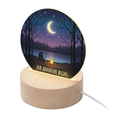 Personalised Custom Acrylic Round Photo Frame LED Lamp Birthday Anniversary Gift