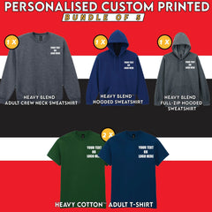 Personalised Custom Printed Bundle Of 5 Heavy Gildan Garments Workwear Gifts