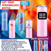 Personalised Custom Colour Changing Heat Sensitive Blue Pink Water Bottle Travel