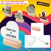 Personalised Custom Acrylic Heart Photo Frame LED Lamp Birthday Anniversary Gift