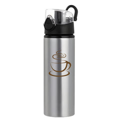 Personalised Custom Coloured Flip Lid 750ML Silver Water Bottle Kids School Travel Gift