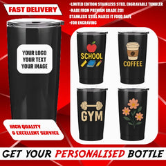 Personalised Custom Printed Mugs Stainless Steel School Gym Travel Tumbler