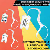 Personalised Custom Sublimation Lanyard Plastic ID Badge Holder Work & Events