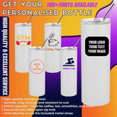 Personalised Custom Water Bottle Slim Stainless Steel Metal Straw Travel Tumbler
