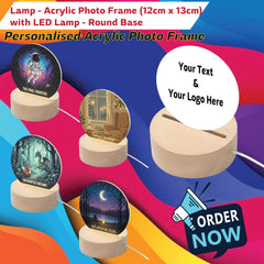 Personalised Custom Acrylic Round Photo Frame LED Lamp Birthday Anniversary Gift