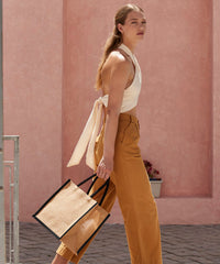 Natural starched jute midi tote