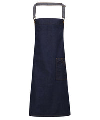 District waxed-look denim bib apron