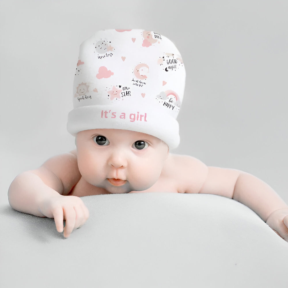 Headwear - Baby Sublimation Fleece Beanie Cap - White