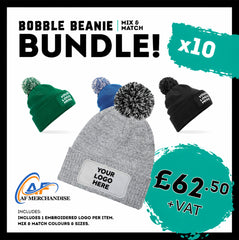 10x BC443 Snowstar® Bobble Beanie Bundle - Custom Embroidered Winter Kit