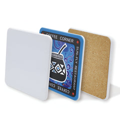 Coaster - 10 x Polymer - Square - 8.9cm - Cork Base