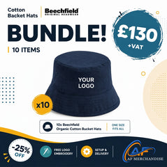 10x Beechfield Organic Cotton Bucket Hat Bundle - BC90N