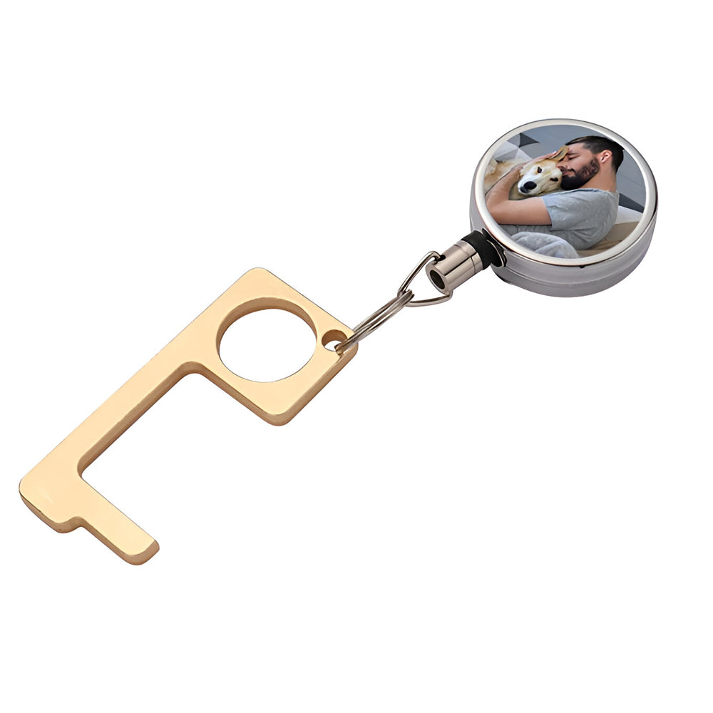 Sublimation Metal Keyring - No Contact with Retractable Reel
