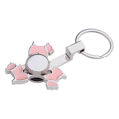 Fidget Spinner Keyring with Dog Design - Pink