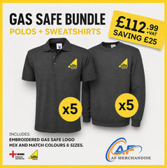 Gas Safe & Trade Bundle - 5 Polos + 5 Sweatshirts Custom Kit