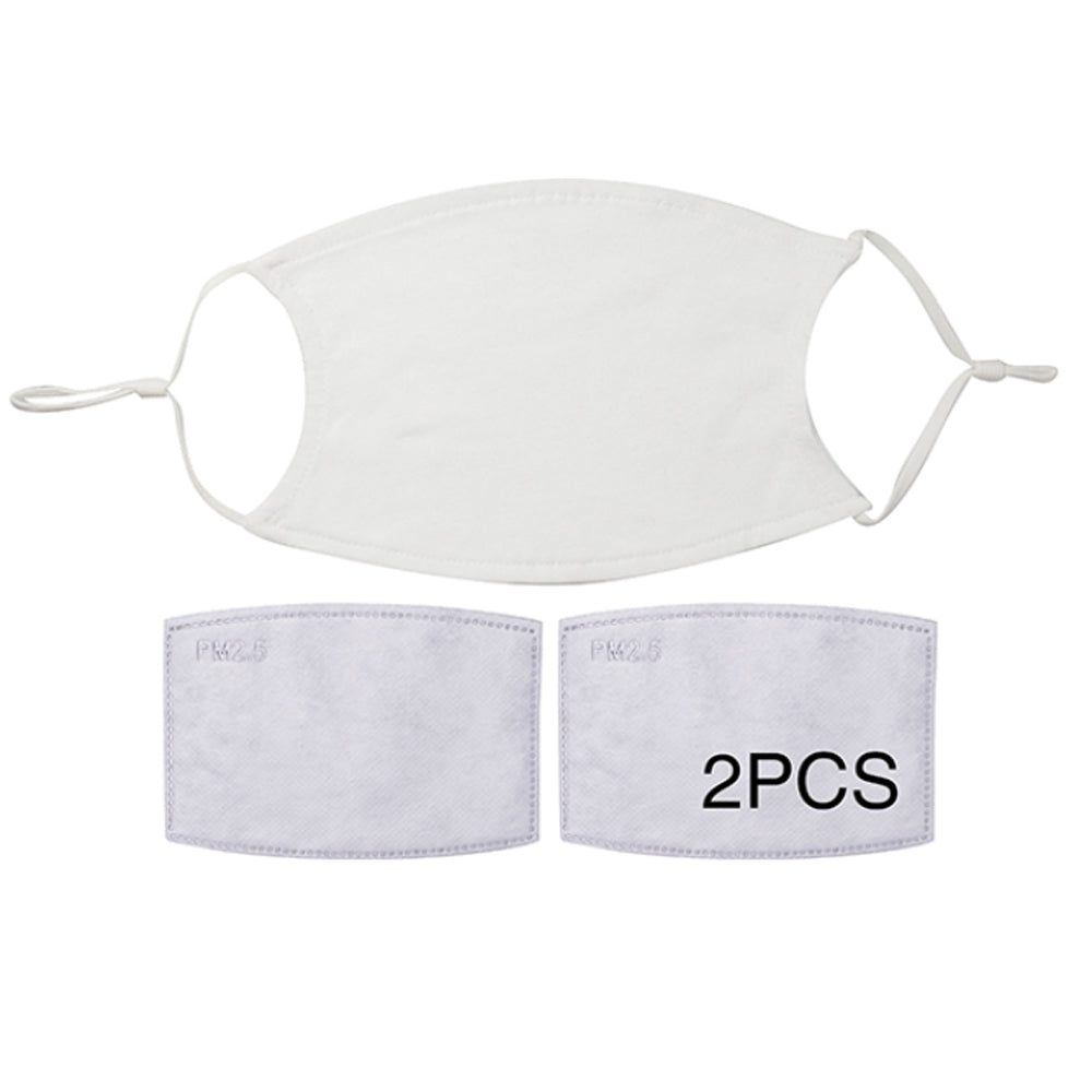 Face Coverings - 10 x WHITE Straps - ADULT Size with 2 x PM2.5 Filters
