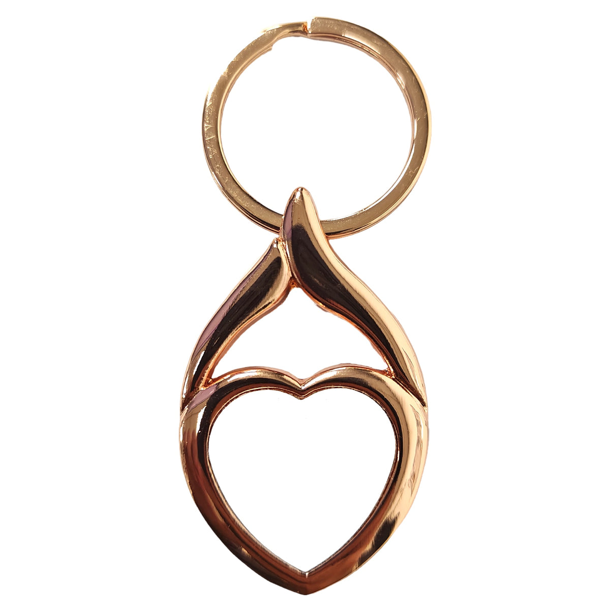 Keyring - 10 x Rose Gold Sublimation Metal Keyrings - Heart Shape