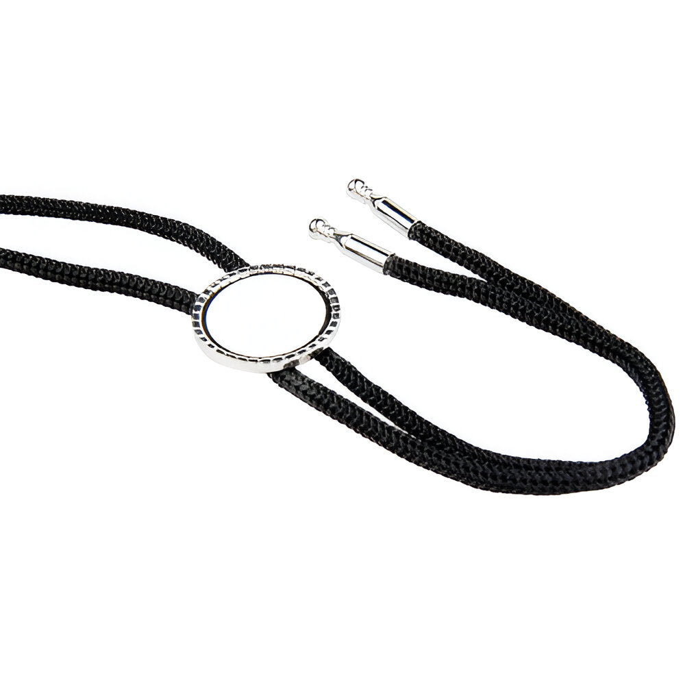Ties - Bolo Tie with Black Strap - Round/Square