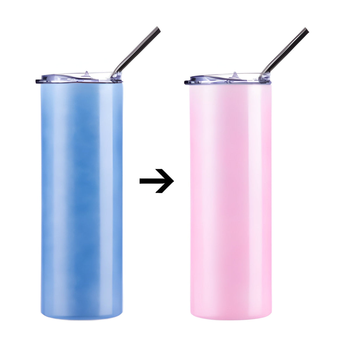 Personalised Custom Colour Changing Heat Sensitive Blue Pink Water Bottle Travel