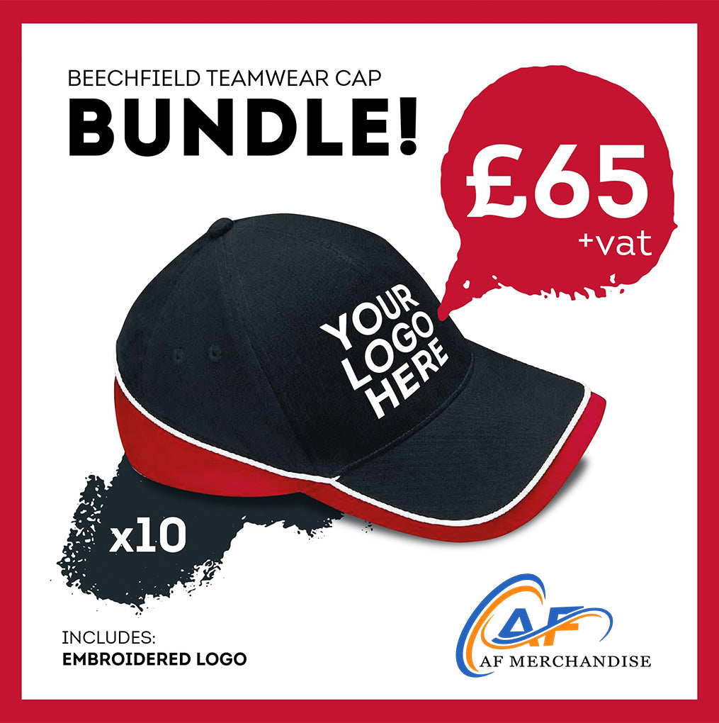 10x Beechfield Teamwear Cap Bundle - Custom Embroidered Team Headwear