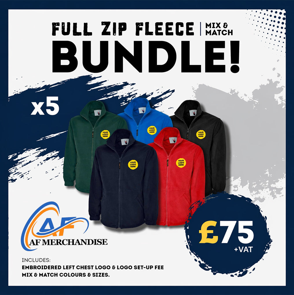 5x Custom Embroidered Full Zip Fleece Bundle - UC604
