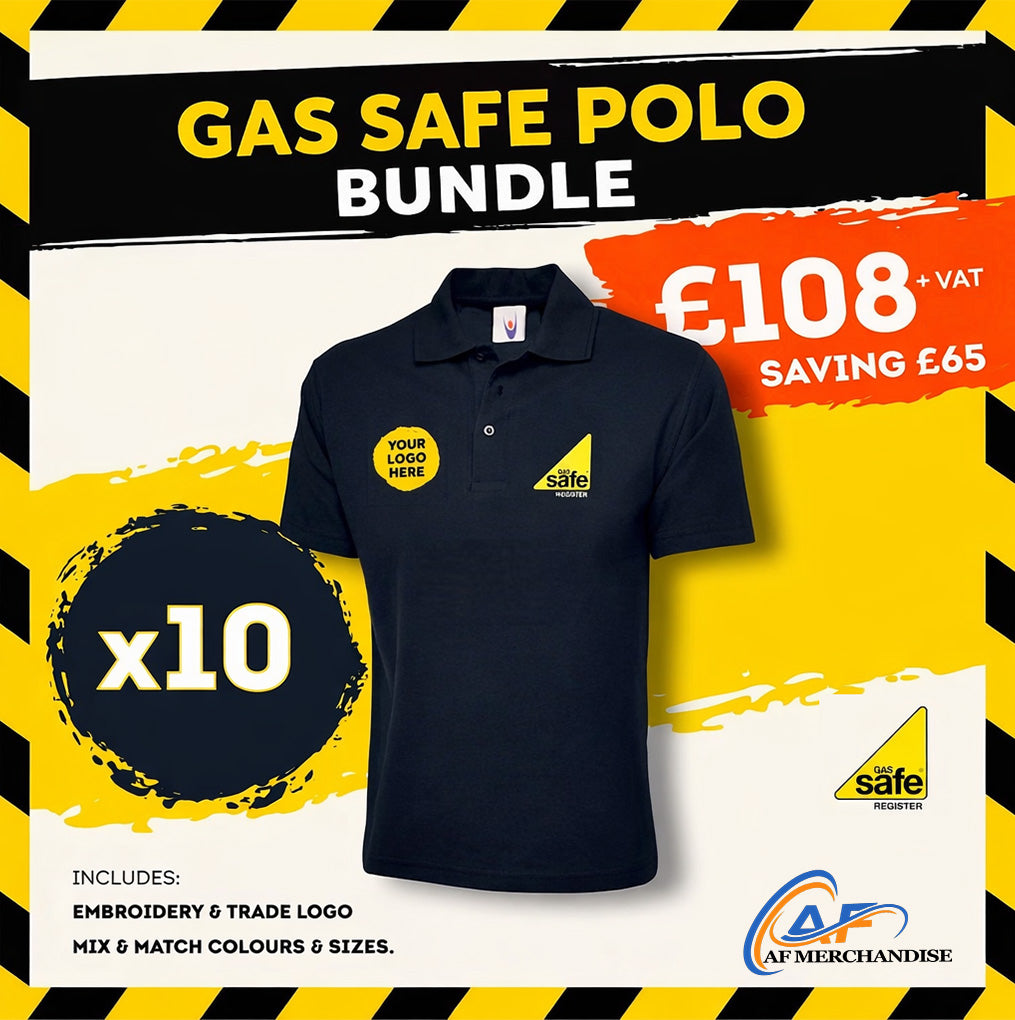 10x Gas Safe Polo Shirt Bundle - Custom Branded Professional Workwear