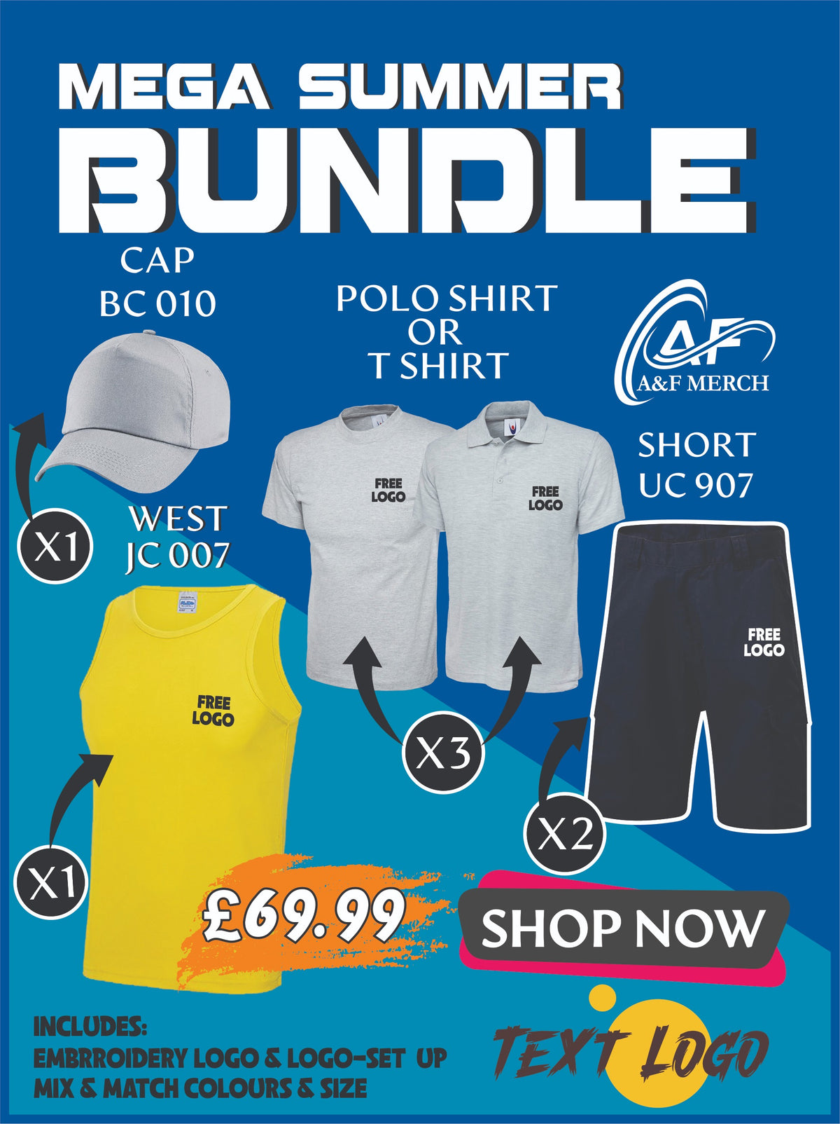 Mega Summer Bundle Bundle WIth Premium Custom Printing & Embroidery
