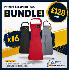 16x Premier Bib Aprons Bundle - Custom Logo & Large Pocket