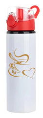Personalised Custom White Water Bottle Coloured Flip Lid 750ML Gym School Travel Gift