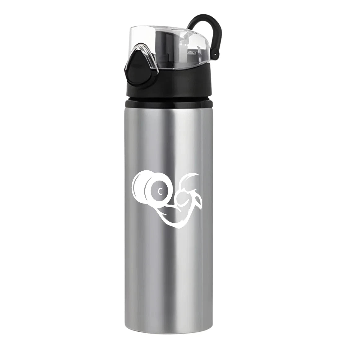 Personalised Custom Coloured Flip Lid 750ML Silver Water Bottle Kids School Travel Gift