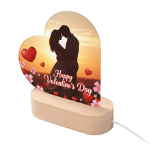 Personalised Custom Acrylic Heart Photo Frame LED Lamp Birthday Anniversary Gift
