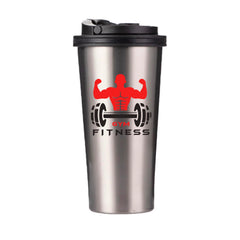 Personalised Custom Printed Silver Mug Stainless Steel School Gym Travel Tumbler