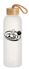 Personalised Custom Frosted Glass Jar Bamboo Lid Water Bottle School Gym Travel