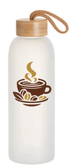 Personalised Custom Frosted Glass Jar Bamboo Lid Water Bottle School Gym Travel