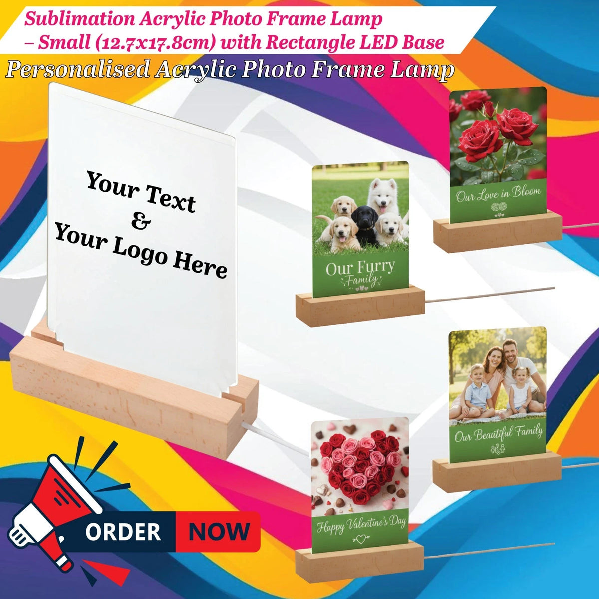 Personalised Custom Rectangular Photo Frame LED Lamp Birthday Anniversary Gift