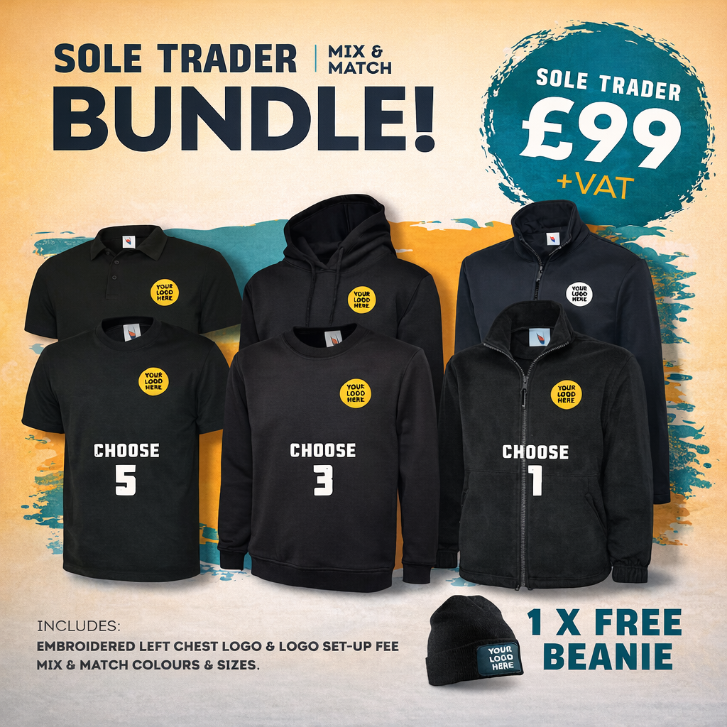 Sole Trader Bundle - 9 Garments + FREE Beanie Custom Kit