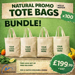 100x Natural Promo Tote Bag Bundle